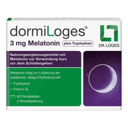 Dormiloges 3 mg melatonin plus tryptofan filmovertrukne tabletter, 60 stk