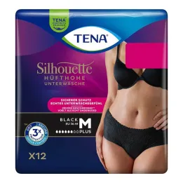 Tena Silhouette Plus M sorte inkontinensbukser, 12 stk