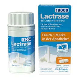 Lactrase 18.000 FCC tabletter delbar genopfyldningspakke, 200 stk