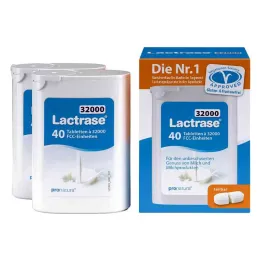 Lactrase 32.000 Fcc tabletter kan deles i dispenser (2x40 stykker)