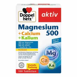 Doppelherz Magnesium 500 + Calcium + Kalium tabletter, 100 stk