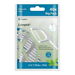 Miradent tandstikker tandtråd 2i1 mint, 40 stk