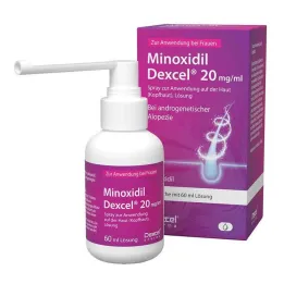 Minoxidil Dexcel 20 mg/ml spray til brug i hovedbunden, 60 ml