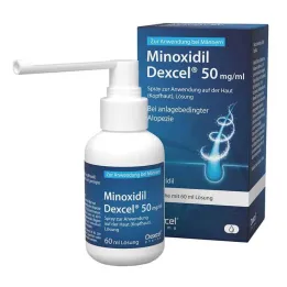 Minoxidil Dexcel 50 mg/ml spray til brug i hovedbunden, 60 ml