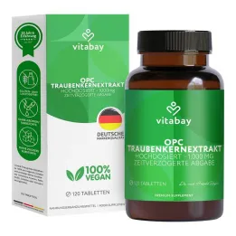 OPC Druekerneekstrakt 1000 mg høj dosis.+ veganske tabletter, 120 stk
