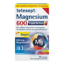 Tetesept Magnesium 600 Triple Action filmovertrukne tabletter, 30 stk
