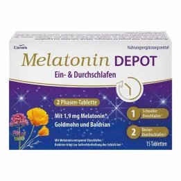 Melatonin Depot &amp; gennemsøvningstabletter, 15 stk
