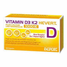 Vitamin D3 K2 Hevert + Calcium og Magnesium 1000 IE kapsler, 120 stk