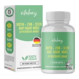 Biotin + Zink + Selen Hud + Hår + Negle veganske tabletter, 180 stk