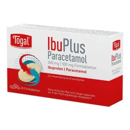 Togal Ibuplus Paracetamol 200 mg/500 mg filmovertrukne tabletter, 20 tabletter