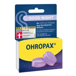 Ohropax Good Night silikone i-ørepropper, 8 stk