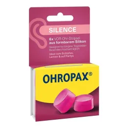 Ohropax Silence silikone i-ørepropper, 6 stk