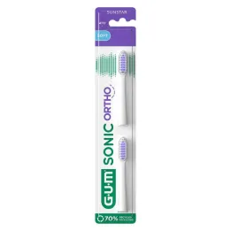 GUM Sonic Ortho erstatningsbørstehoveder, 2 stk