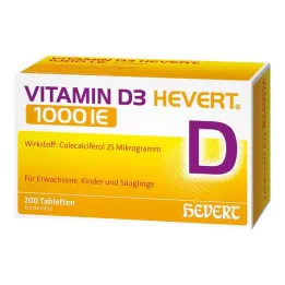 VITAMIN D3 HEVERT 1000 IE tabletter, 200 stk