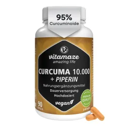 Curcuma 10.000 + piperin højdosis veganske kapsler, 90 stk