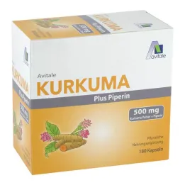 Gurkemeje 500 mg + Piperin kapsler, 180 kapsler