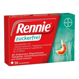 Rennie sukkerfri tyggetabletter, 36 stk