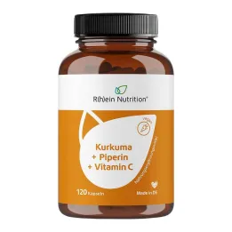 Gurkemeje 95% Curcumin + Piperine + C-vitamin veganske kapsler, 120 stk