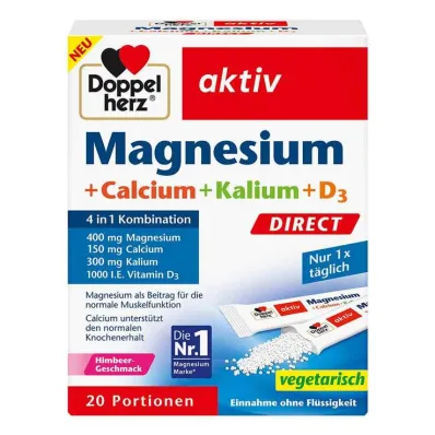 Doppelherz Magnesium + Calcium + Kalium + D3 Direct Pellets, 20 stk