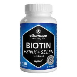 Biotin 10 mg høj dosis + zink + selen tabletter, 180 stk