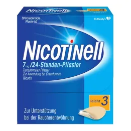 NICOTINELL 7 mg / 24-timers nikotinplastre, plasterstyrke lys (3), 30 stk