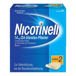 NICOTINELL 14 mg / 24-timers nikotinplastre, plasterstyrke medium (2), 30 stk
