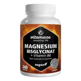 Magnesiumbisglycinat + vitamin B6 kapsler, 240 stk